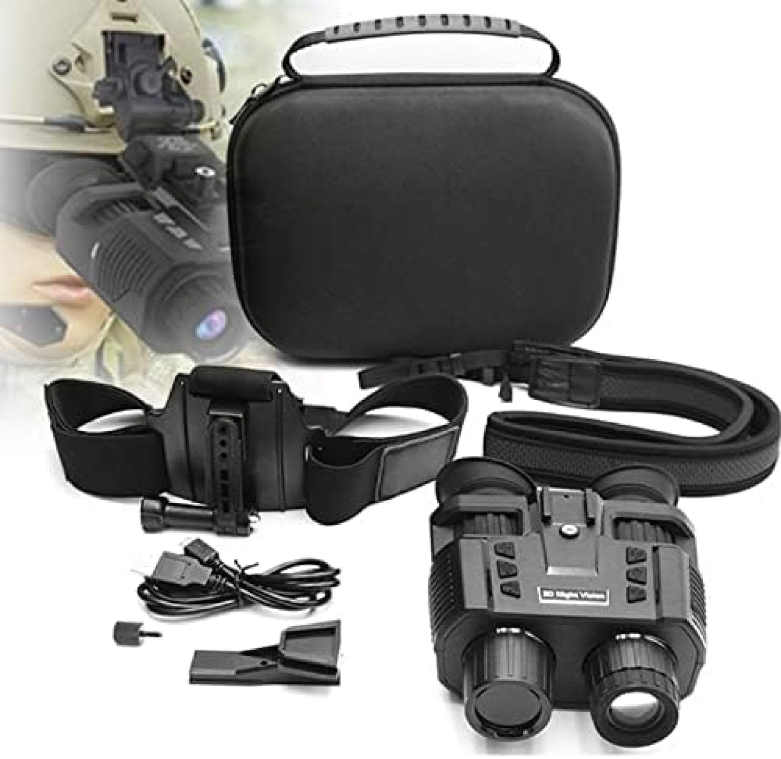 Head Mount Night Vision Goggles - Infrared Thermal Imaging Binoculars for Hunting & Outdoor Adventures | Rechargeable Day & Night Vision Scope | Perfect for Wildlife Observation, Security & Nighttime Exploration