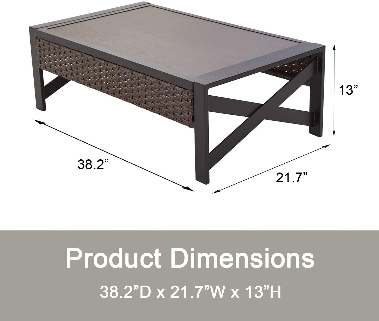 Outdoor Wicker Side Table - PE Rattan Square Coffee Table with Metal Frame for Patio, Garden, Porch, Poolside & Balcony - Perfect for Tea Time, Outdoor Dining & Relaxation (Brown)