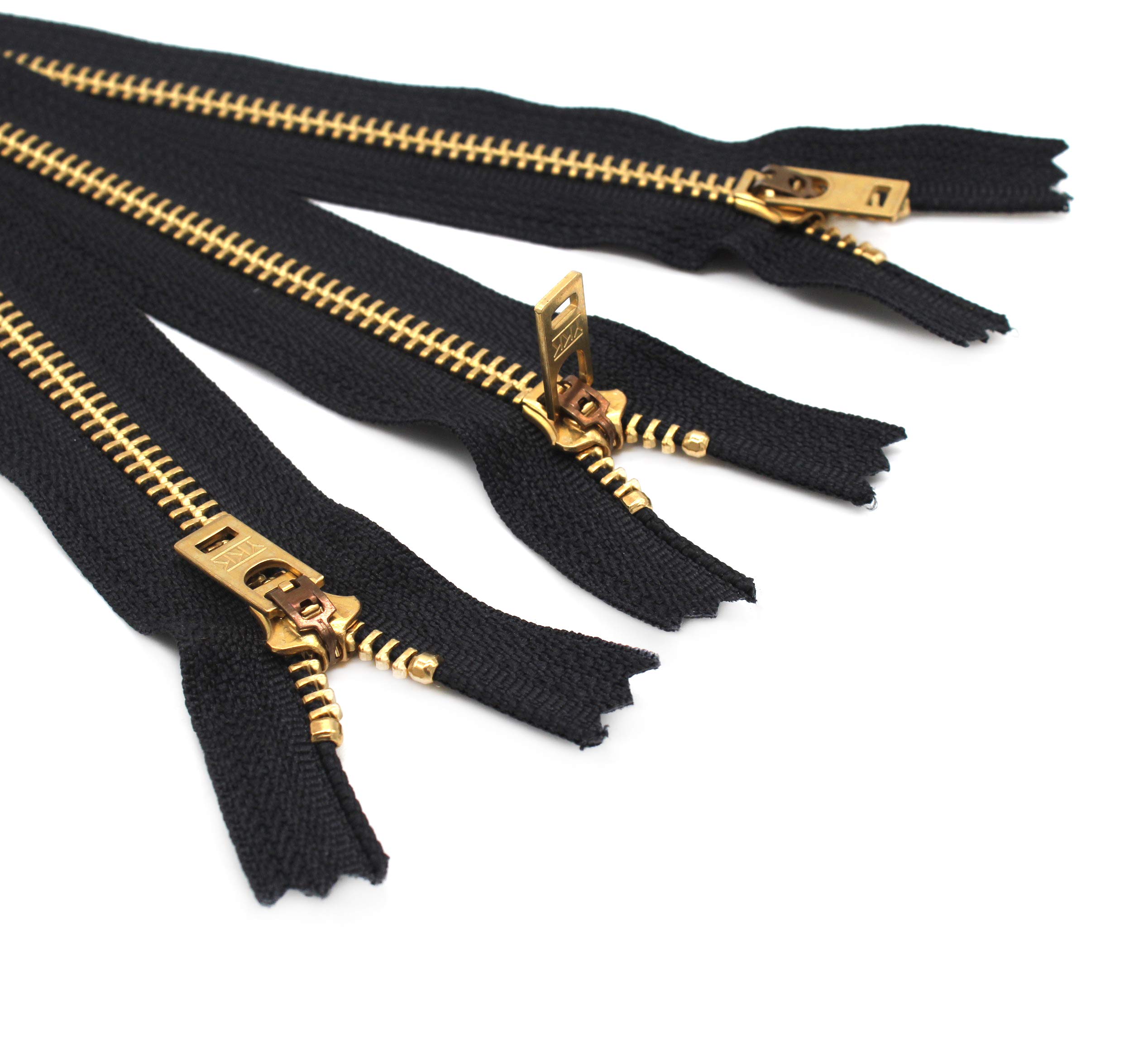 YKK #5 Jeans Brass Zippers 4 Inch - 580 Black (3 Pack) for DIY Denim Repair, Jacket Making & Craft Projects