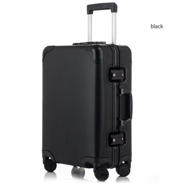 Premium 20 Inch Aluminum Alloy Rolling Luggage Spinner Suitcase with 360° Wheels - Durable Business Carry-On for Men | Perfect for Air Travel, Business Trips & Weekend Getaways