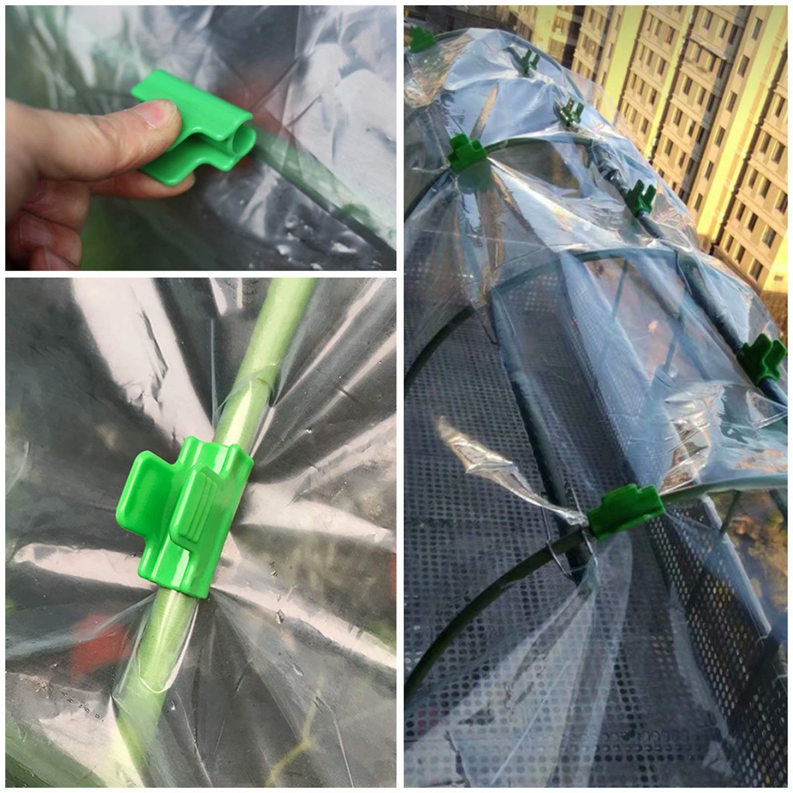 50PCS Greenhouse Clips - 0.43 Inch Plastic Film Clamps for Greenhouse, Shade Net & Row Cover Tunnel | Garden Hoop Clips for Plant Support & Season Extension | Perfect for DIY Greenhouse, Garden Stakes & Plant Protection