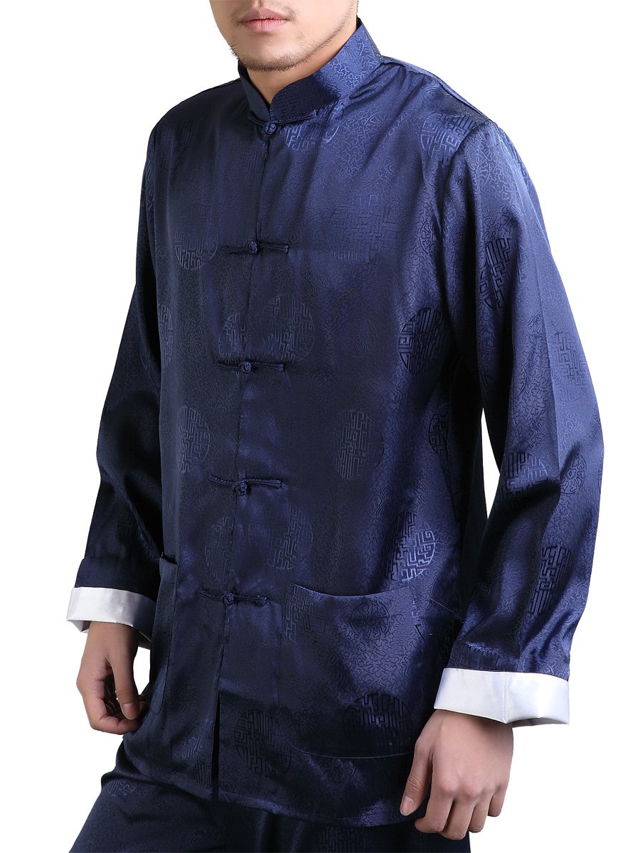 Bitablue Men's Enter The Dragon Chinese Kung Fu Shirt with Free Matching Pants - Traditional Martial Arts Costume for Performance, Cosplay & Halloween