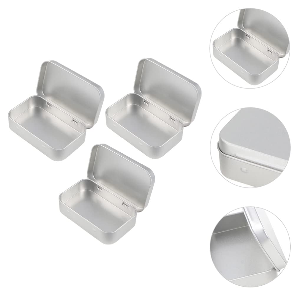 Baluue 3-Piece Set of Empty Iron Rectangular Storage Boxes with Lids - Mini Candle Holders, Jewelry Organizers, and Small Item Containers for Home, Office, and Craft Use