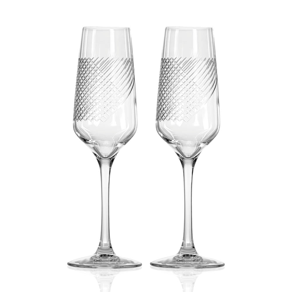 Premium Bourbon Street 5.75oz Champagne Flutes - Elegant Set of 2 for Wedding Toasts, Anniversary Celebrations & Romantic Dinners - Crystal Clear Glassware for Sparkling Wine & Cocktails