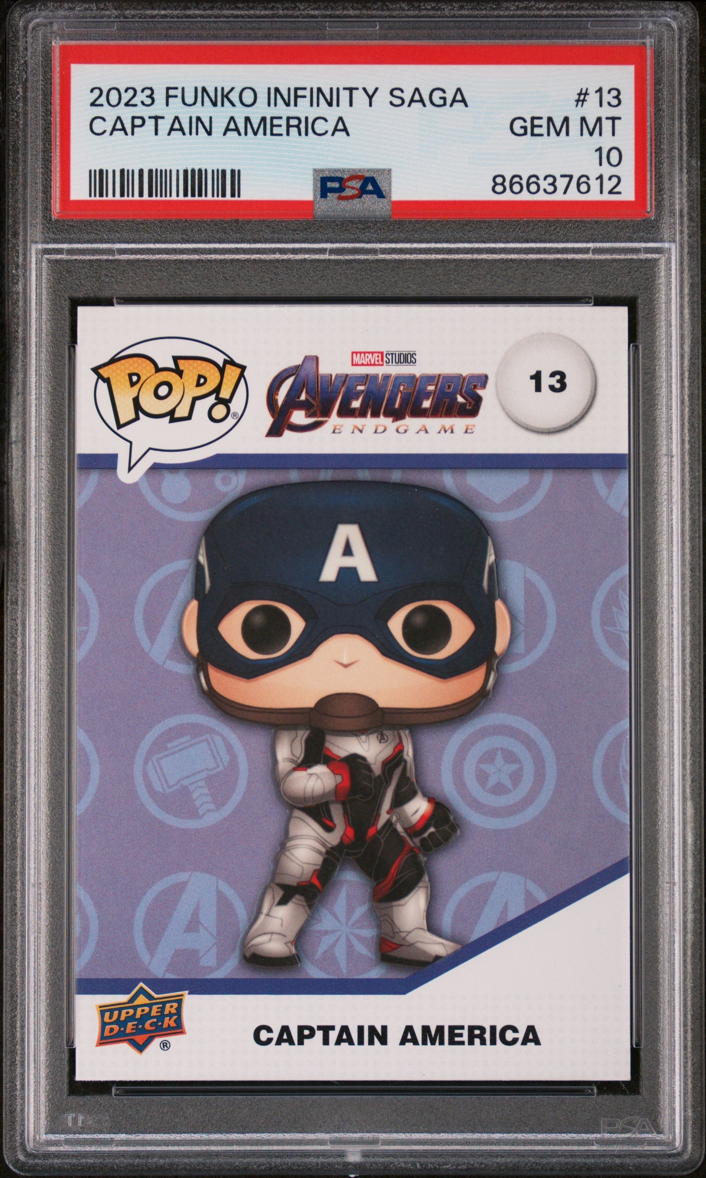 2023 Upper Deck Funko Pop Marvel Captain America #13 PSA 10 Graded Collectible - Perfect for Marvel Fans, Comic Book Collectors & Display Cases