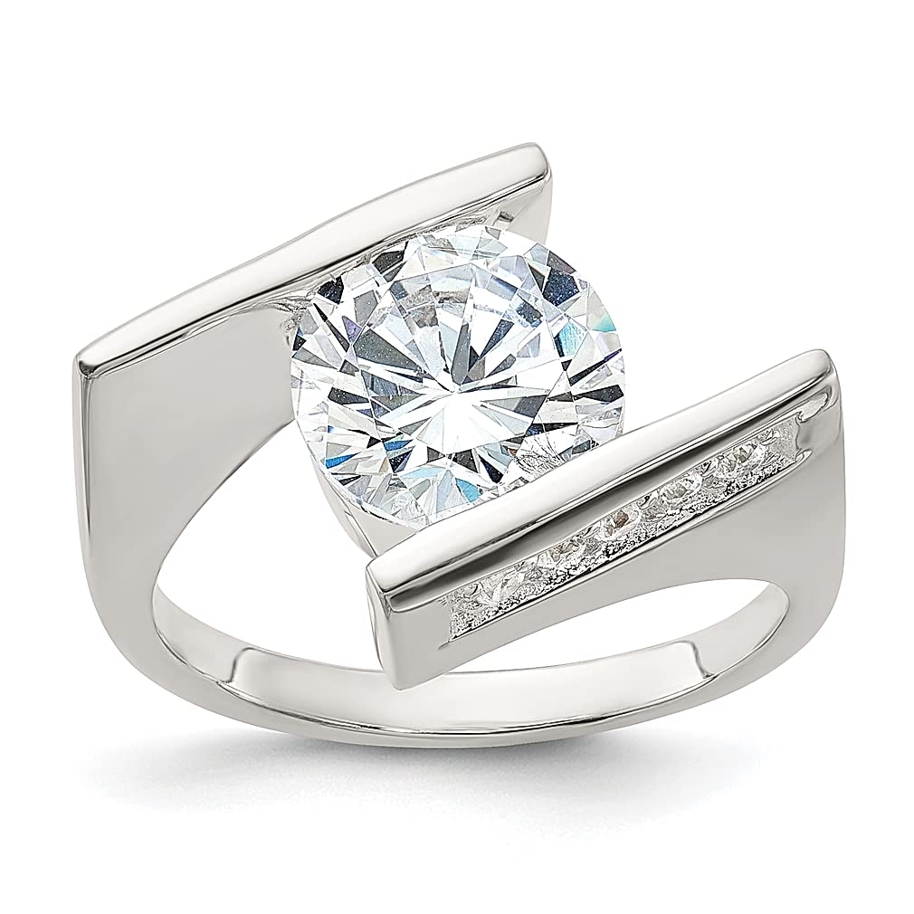 925 Sterling Silver Cubic Zirconia Engagement Ring for Women - Elegant Side Bypass CZ Stone Wedding Band, Anniversary Gift for Her - Perfect for Proposals, Valentine's Day & Special Occasions