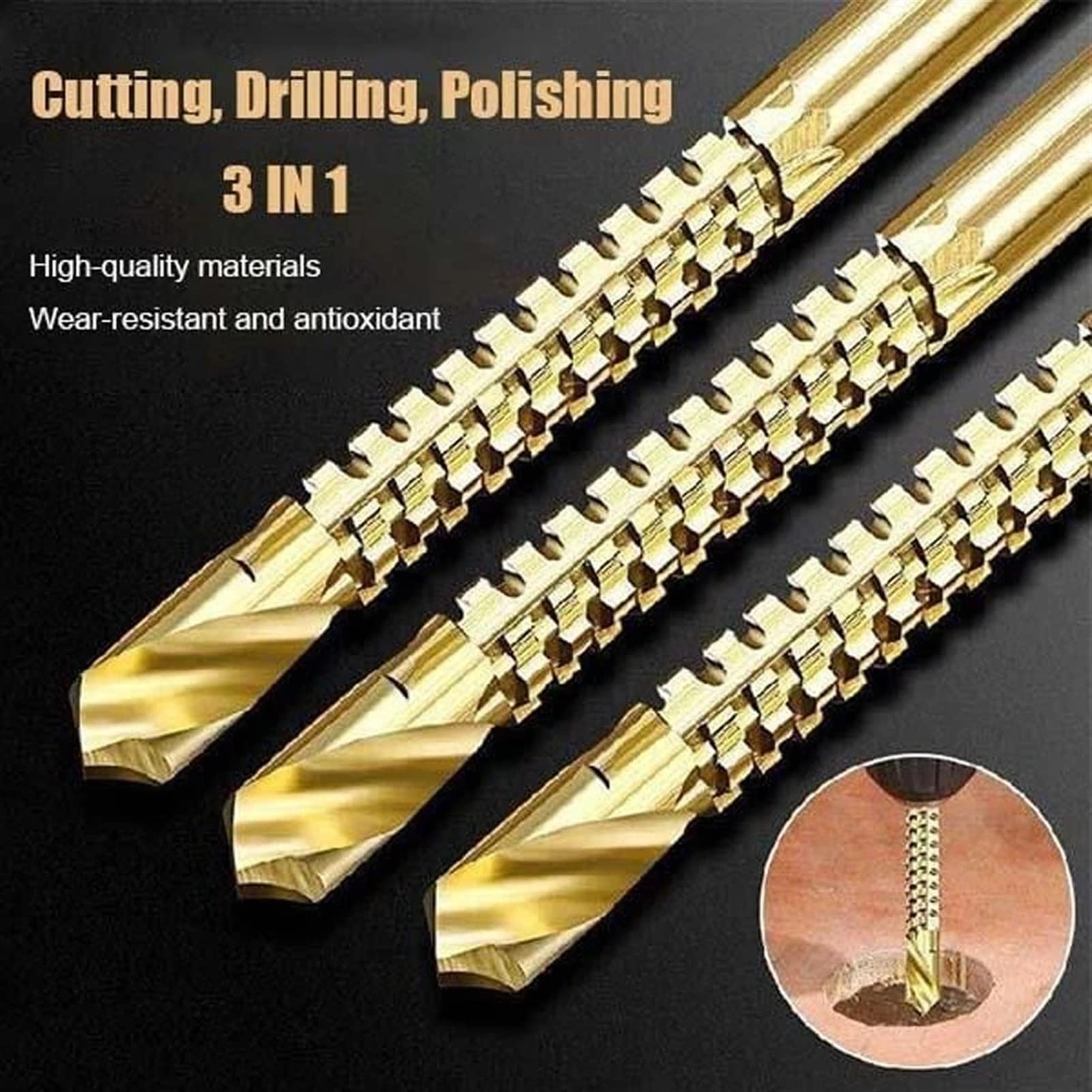 DOLUNTO Serrated Cobalt Drill Bit Set - 6Pcs Spiral Screw Metric Composite Tap & Twist Drill Bits for Metal, Wood & Plastic - Perfect for DIY Projects, Home Repairs & Professional Use