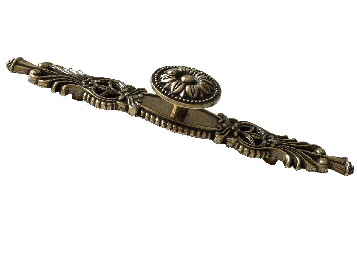 Vintage Bronze Dresser Knobs - Antique Rustic Drawer Pulls for Kitchen Cabinets & Furniture (Small Knob w/ Plate)