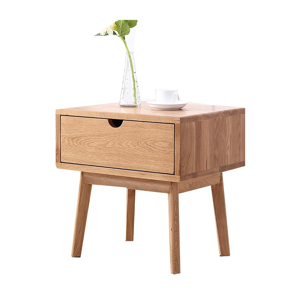 Solid Wood Side Table with Drawer - Mobile Nightstand, Coffee & Snack End Table, Corner Cabinet for Home & Office - Perfect for Living Room, Bedroom & Dorm Storage