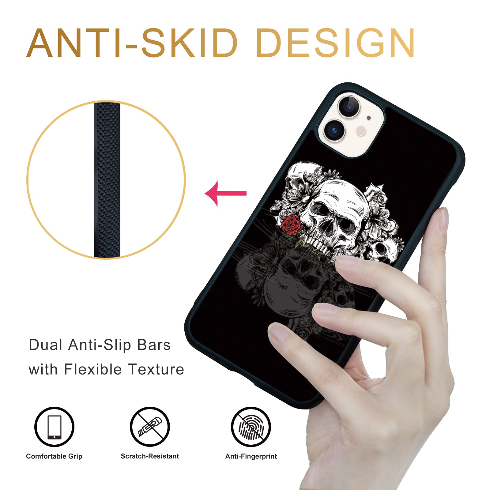 Skull Phone Case for iPhone 11 (6.1 Inch) - Shockproof Protective TPU Aluminum Cover with Cool Skull Design for Teen Boys & Girls | Perfect for School, Parties, and Everyday Use