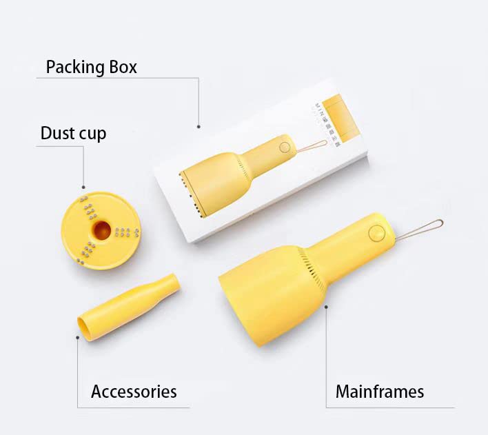 Mini Handheld Cordless Vacuum Cleaner - USB Rechargeable for Home & Car Cleaning - Portable & Lightweight - Ideal for Pet Hair, Dust, and Small Debris - Yellow