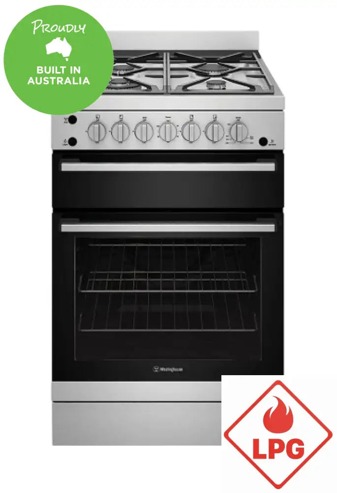 Westinghouse WFG612SCLP 60cm LPG Freestanding Gas Cooker - Stainless Steel Design for Modern Kitchens | Perfect for Home Cooking & Entertaining