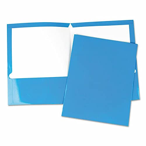 Durable 2-Pocket Laminated File Folders - 11 x 8.5 Inch Blue Cardboard Document Organizers, 25-Pack | Perfect for Office, School & Home Organization | File Storage, Paper Management & Document Protection