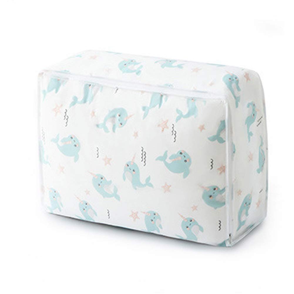 HMQCI 4-Pack Large Vacuum Storage Bags for Closet Organization - Space Saving Compressed Storage Solution for Bedding, Blankets, Duvet Covers, Comforters, Clothes & Toys (Whale Print, Small Size) - Perfect for Seasonal Storage, Travel & Home Organization