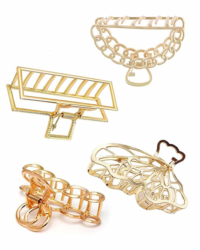 Starvis 6 Pack Medium Hollow Hair Clips - Gold Silver Bronze Metal Hair Claw Clips for Women & Girls, Minimalist Butterfly Hair Clutchers, Secure Hair Ties for Ponytails & Updos - Perfect for Work, School & Everyday Styling