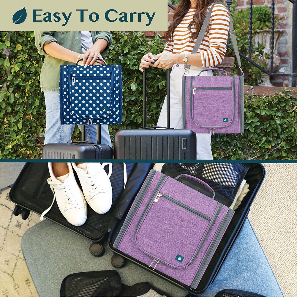 PAVILIA Large Hanging Toiletry Bag for Women & Men - Waterproof Travel Cosmetic Organizer with Multiple Pockets - Perfect for Makeup, Toiletries & Travel Essentials (Purple) - Ideal for Vacation, Business Trips & Gym Use