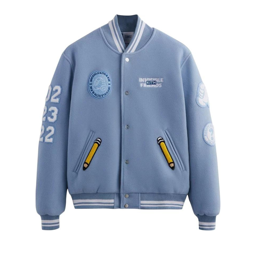 Kith x Invisible Friends Manteco Wool Varsity Jacket 'Larimar' - Stylish Unisex Vintage Baseball Jacket for Streetwear & Casual Outfits