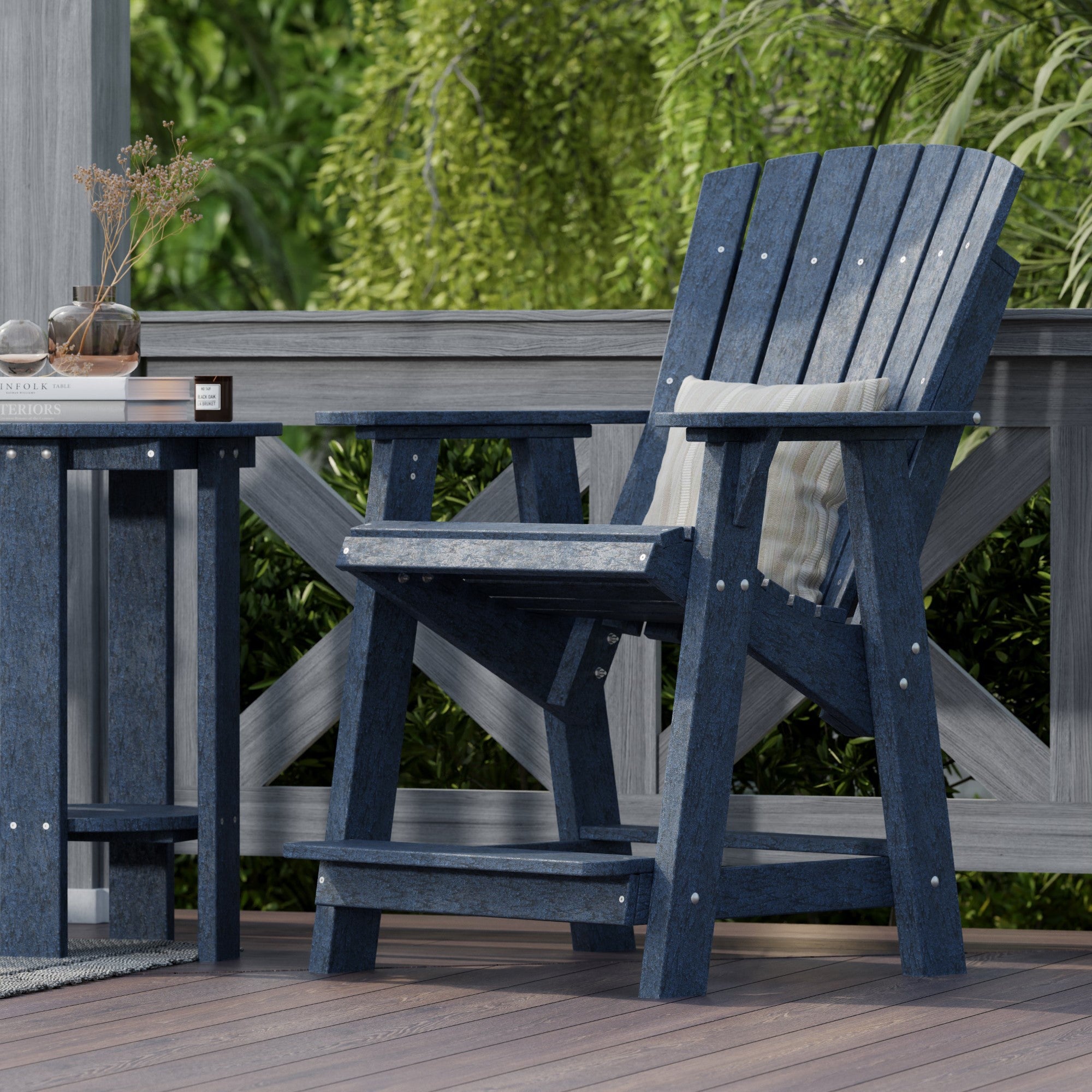 Premium Heritage High Adirondack Chair - Solid Wood Outdoor Patio Furniture for Garden, Deck, Poolside & Backyard Relaxation