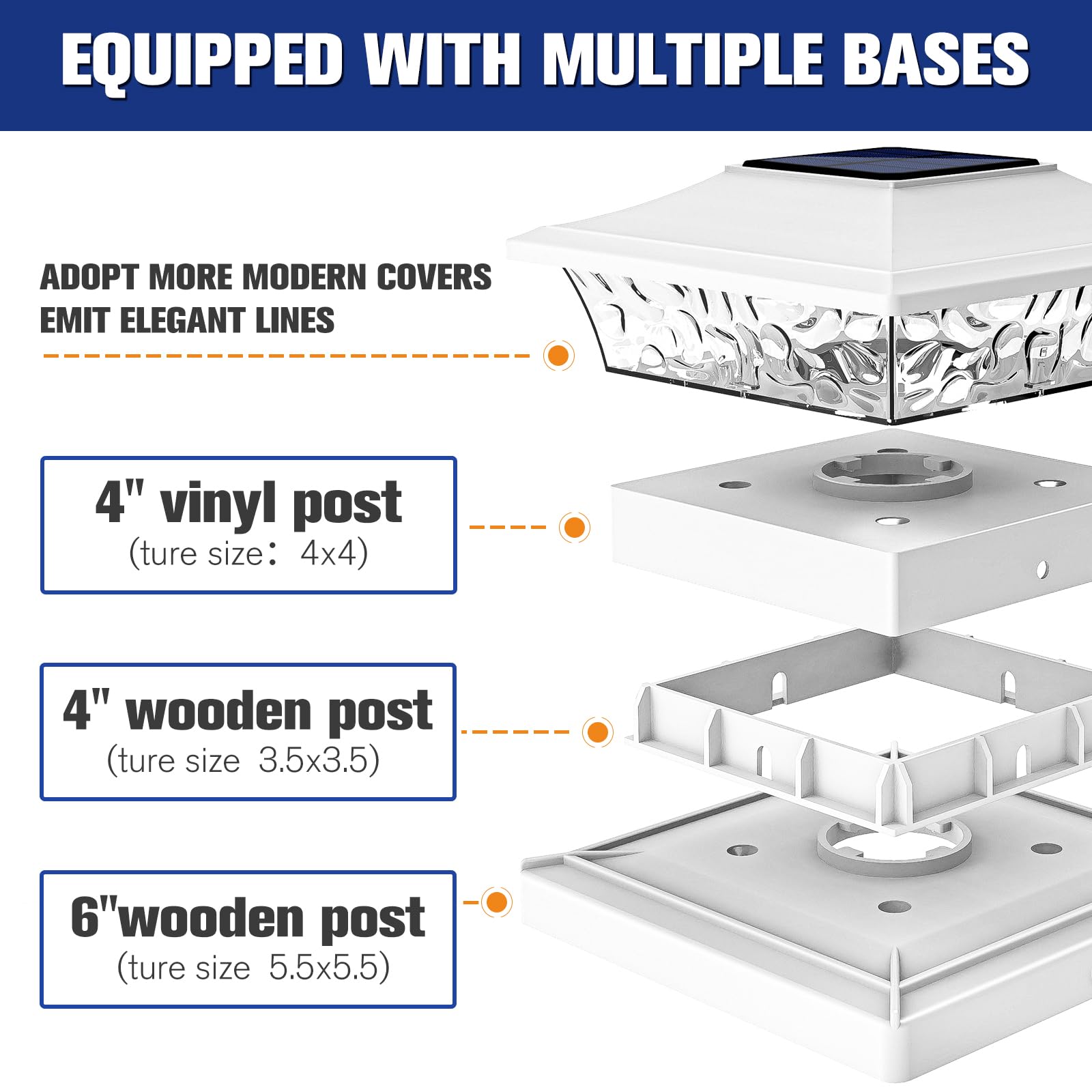 VOLISUN 12 Pack Solar Post Cap Lights for Outdoor 4x4 & 6x6 Wooden/Vinyl Fences - Waterproof Warm White LED with 2 Lighting Modes, ABS Shell Lens - Perfect for Patio, Garden, Deck, Pathway & Backyard Lighting