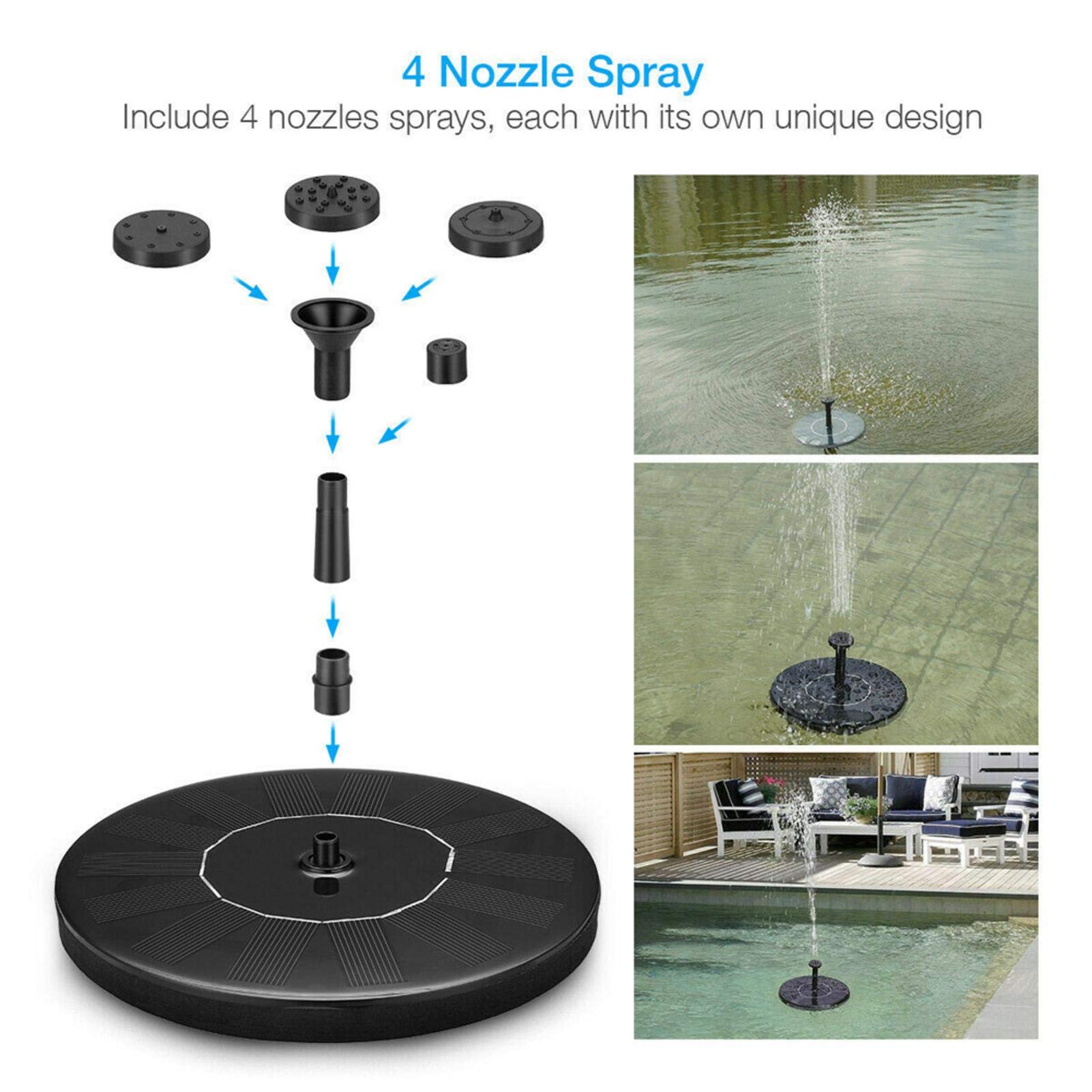 Solar Powered Floating Bird Bath Fountain - 5.3
