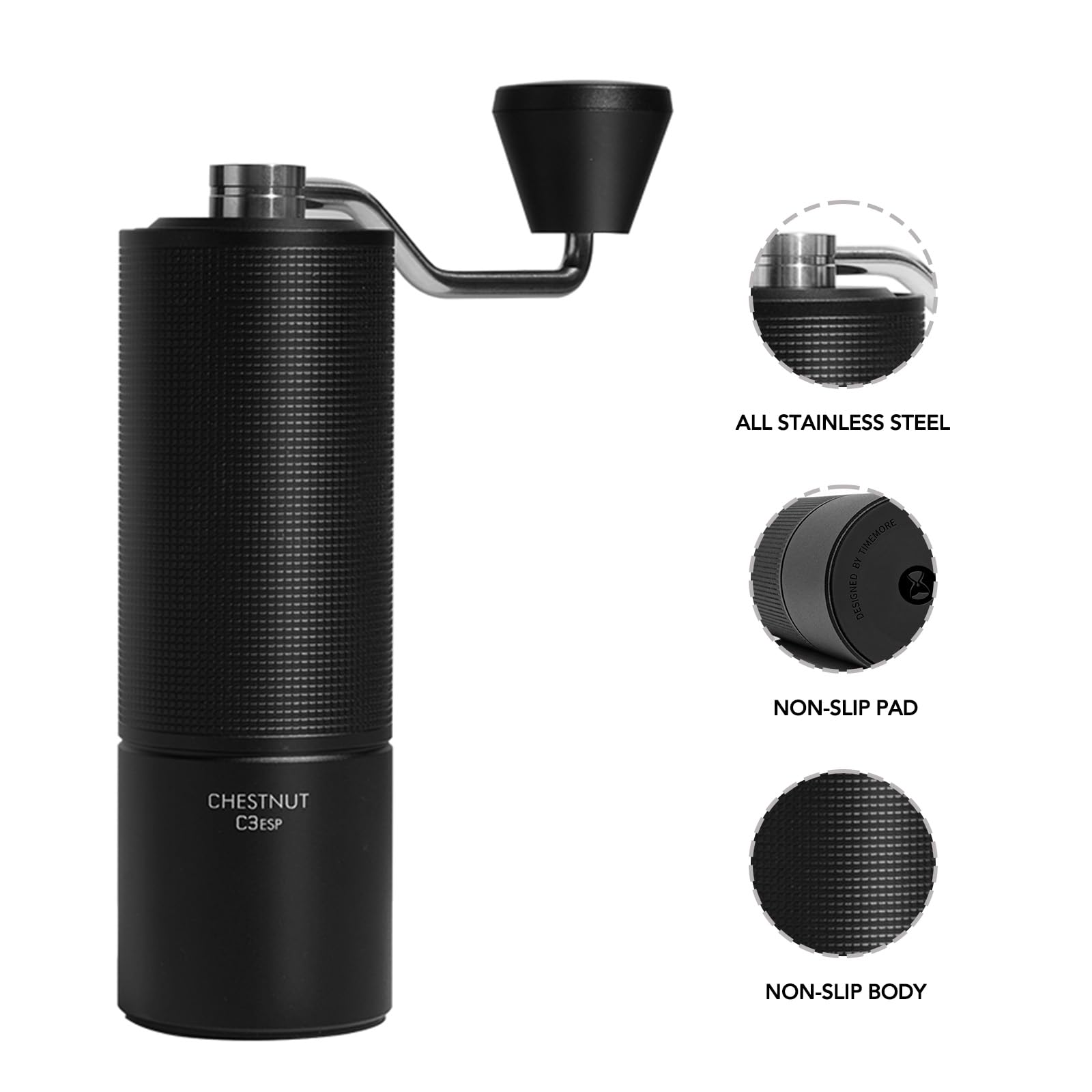 TIMEMORE Chestnut C3 ESP Manual Coffee Grinder - Stainless Steel Conical Burr, Adjustable Settings for Espresso & Pour Over - Perfect for Home, Office & Travel Coffee Brewing