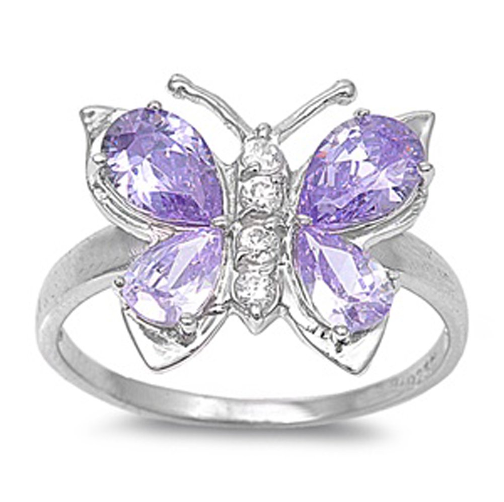 Elegant Sterling Silver Butterfly Ring - Choose Your Color | Perfect for Gifts, Weddings & Everyday Wear