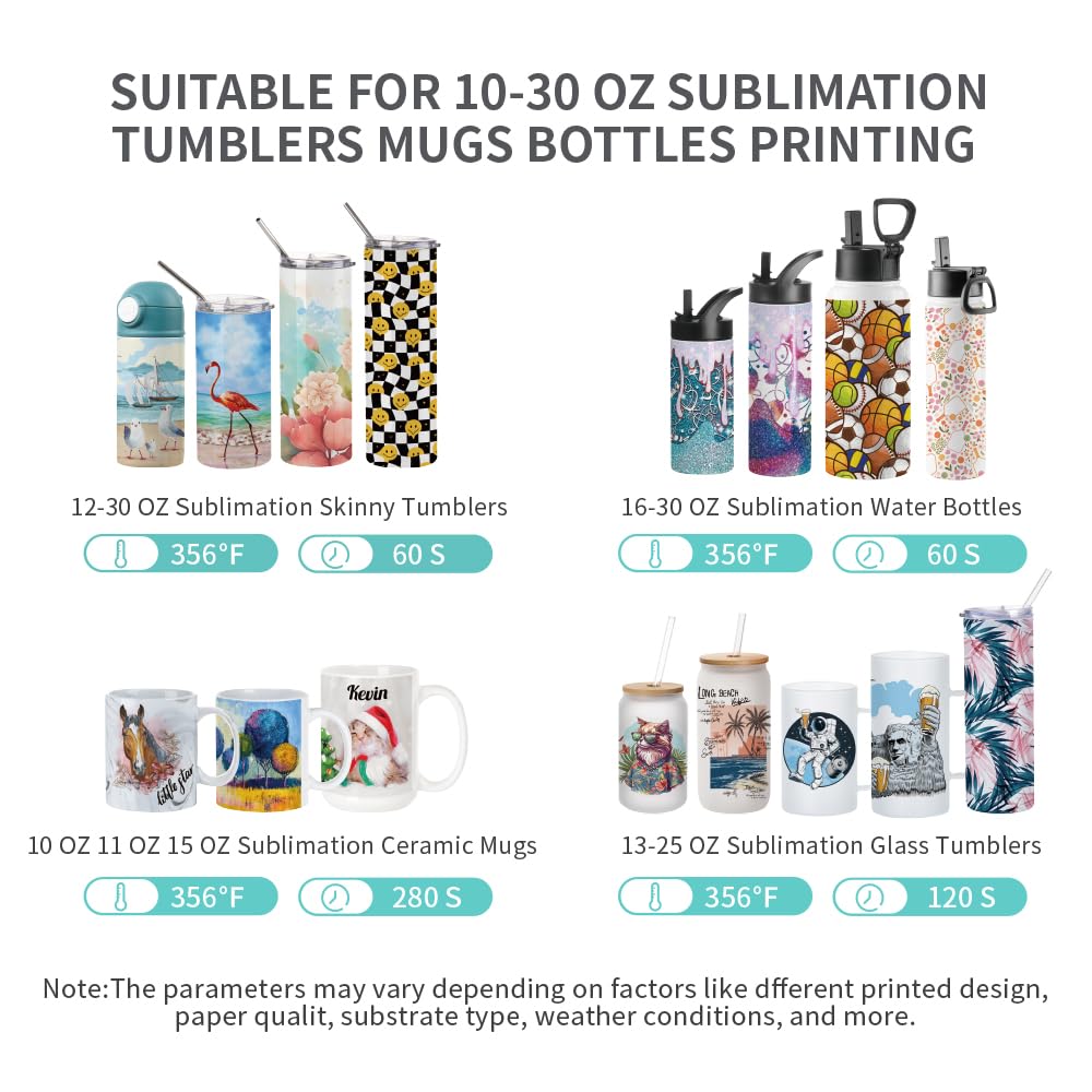 PYD Life 120V Auto Tumbler Heat Press Machine - Digital Touch Screen for 10-30oz Sublimation Printing on Mugs, Cups & Bottles (20oz/30oz Capacity, Light Blue) - Perfect for DIY Craft Projects, Small Business & Home Use