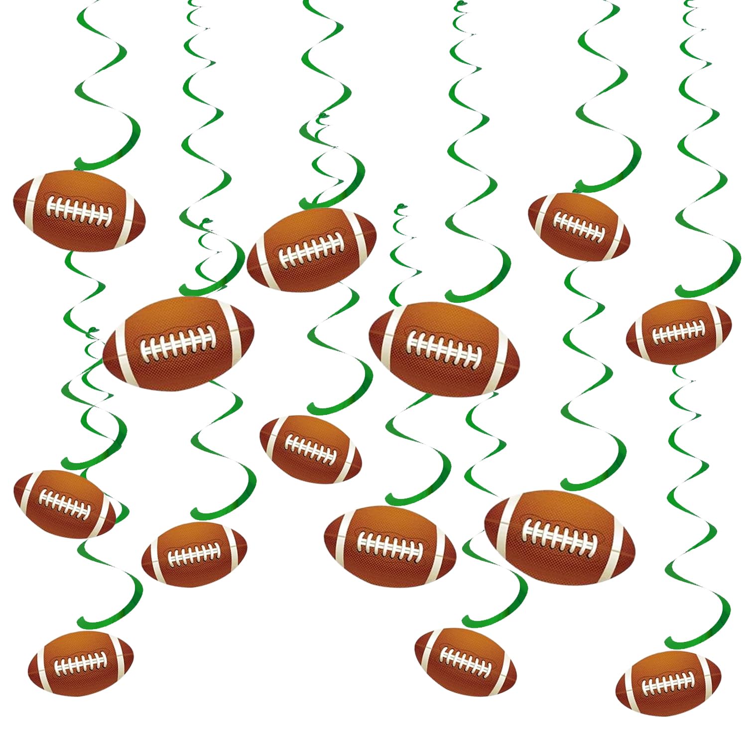 30-Pack Football Hanging Swirls & Streamers - Sports Themed Party Decorations for Game Day, Tailgate Parties, Football Birthday Celebrations - Perfect for Indoor/Outdoor Sports Events & Team Spirit Decor