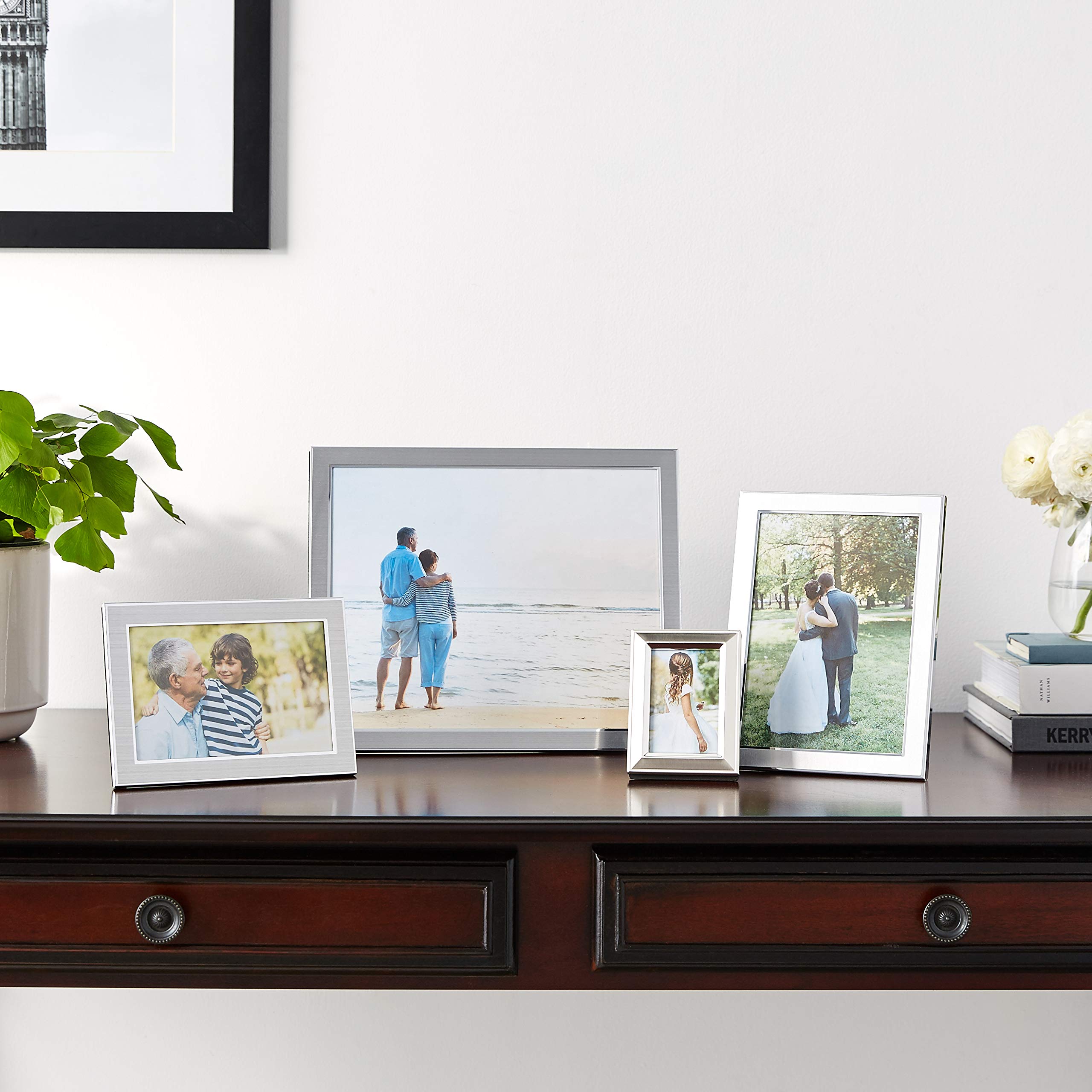 Lawrence Frames Brushed Silver 4x6 Metal Picture Frame - Elegant Wall & Tabletop Display for Photos, Artwork, and Memories - Perfect for Home, Office, and Gift Giving