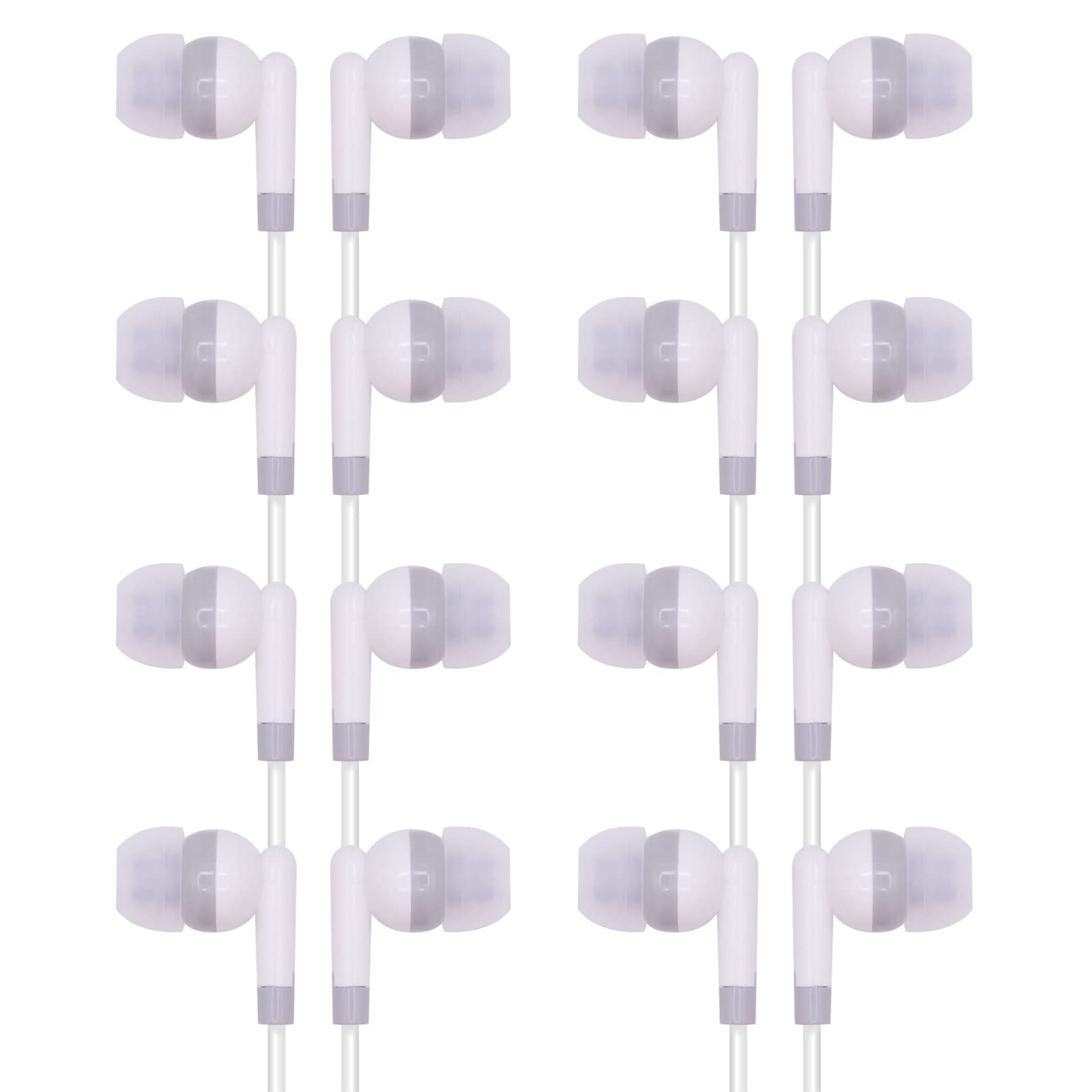 Wholesale Bulk 30 Pack Kids Earbuds Headphones - Noise Isolating Classroom Headphones for School, Library & Students (White) - Perfect for Online Learning, Study Sessions & Educational Activities
