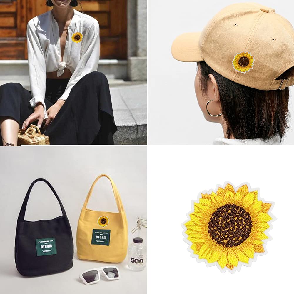 42pcs Embroidered Floral Iron-On Patches - Sunflower Daisy Butterfly Appliques for DIY Clothing, Jackets, Jeans & Bags - Sew On Patches for Crafts & Fabric Decoration - Perfect for Upcycling, Costumes & Personalized Gifts