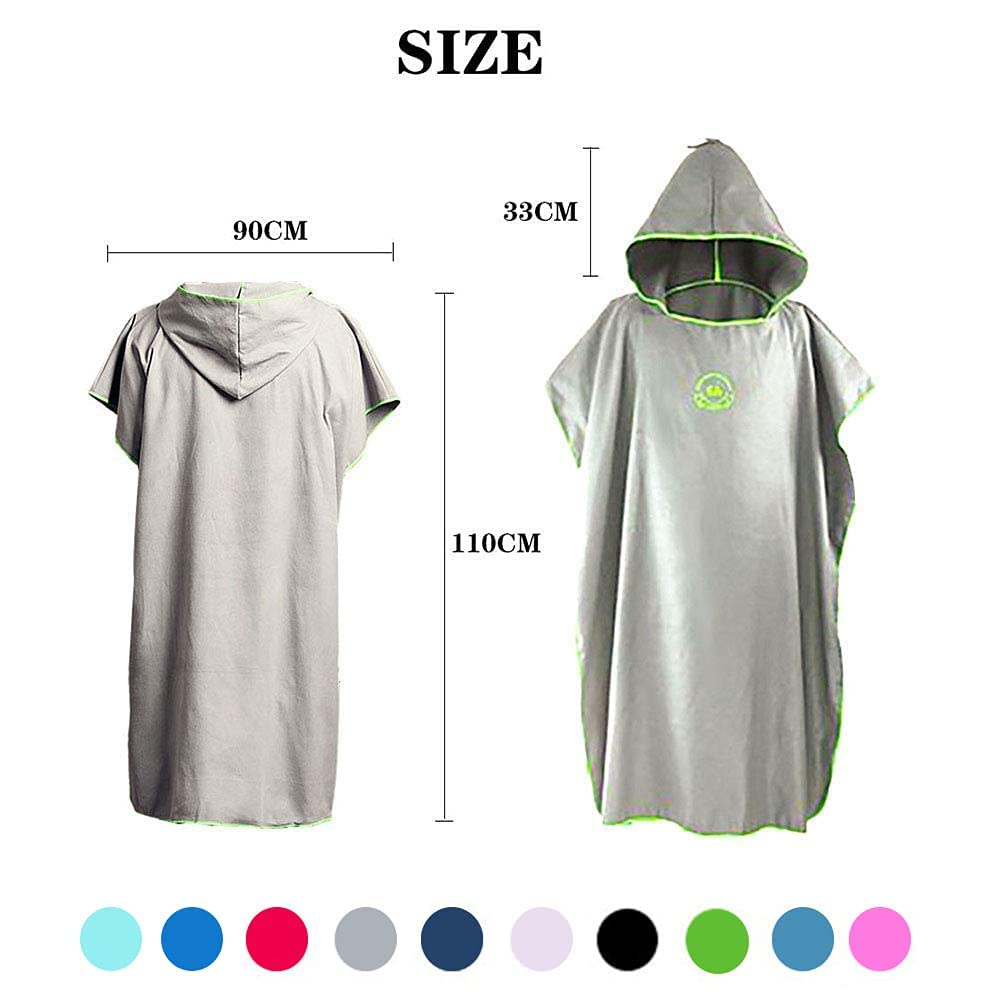 Hiturbo Microfiber Surf Poncho | Quick Dry Wetsuit Changing Robe | Hooded Swim Beach Towel for Pool, Surfing & Outdoor Adventures