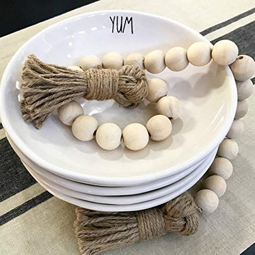 Rustic Wood Bead Tassel Garland - Farmhouse Wall Hanging Decor for Nursery, Kids Room & Prayer Beads | Boho Chic Home Accent for Baby Shower, Wedding & Country Style Interior Design