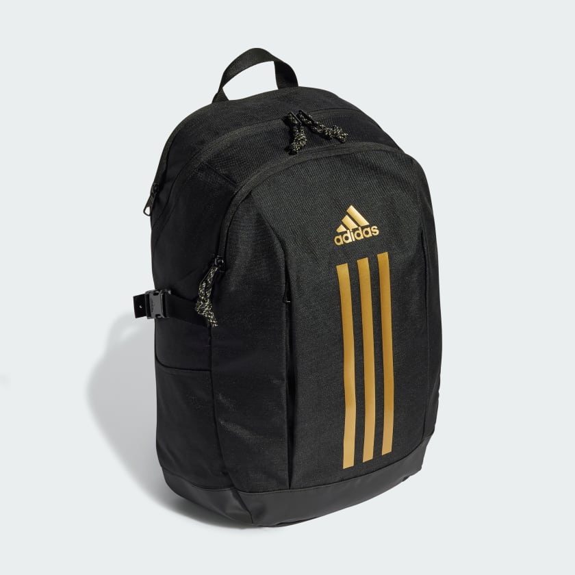 Adidas Power VIII Black/Gold Backpack - Durable School & Travel Backpack for Men & Women - Perfect for Gym, Work & Outdoor Adventures