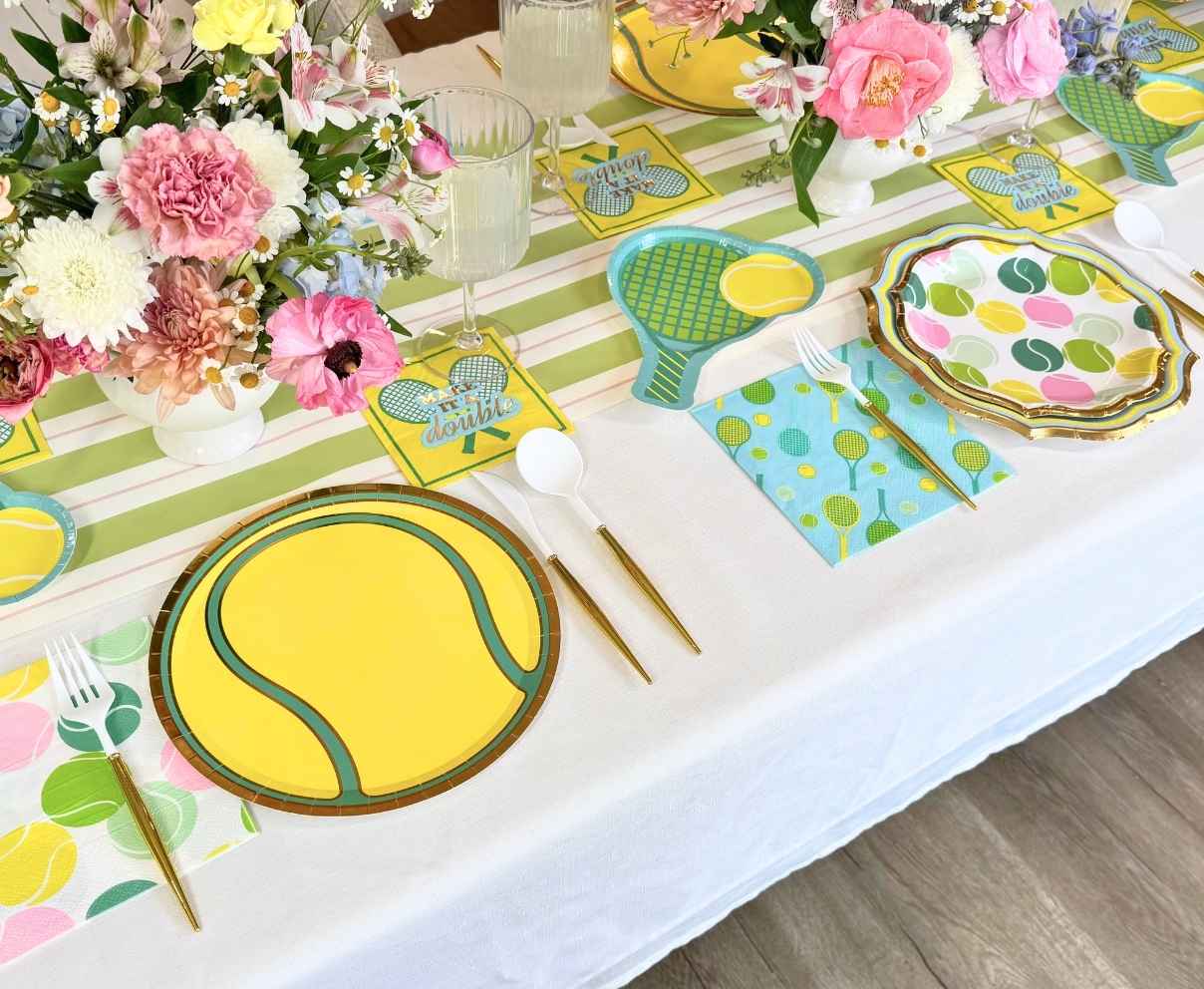 Colorful Tennis Ball Die-Cut Dinner Plates - Set of 8 for Sports Themed Parties, BBQs, and Outdoor Gatherings