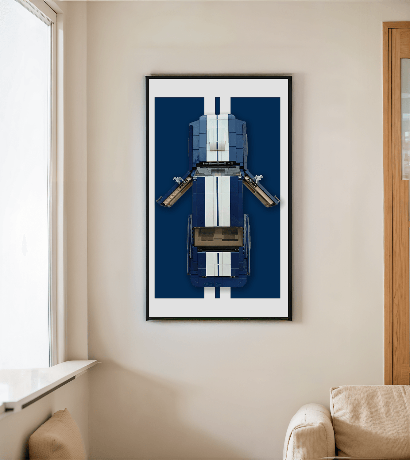 Lego Creator Ford Mustang 10265 Wall Display Frame - Showcase & Protect Your Model Car Collection | Perfect for Home Office, Game Room & Man Cave Decor