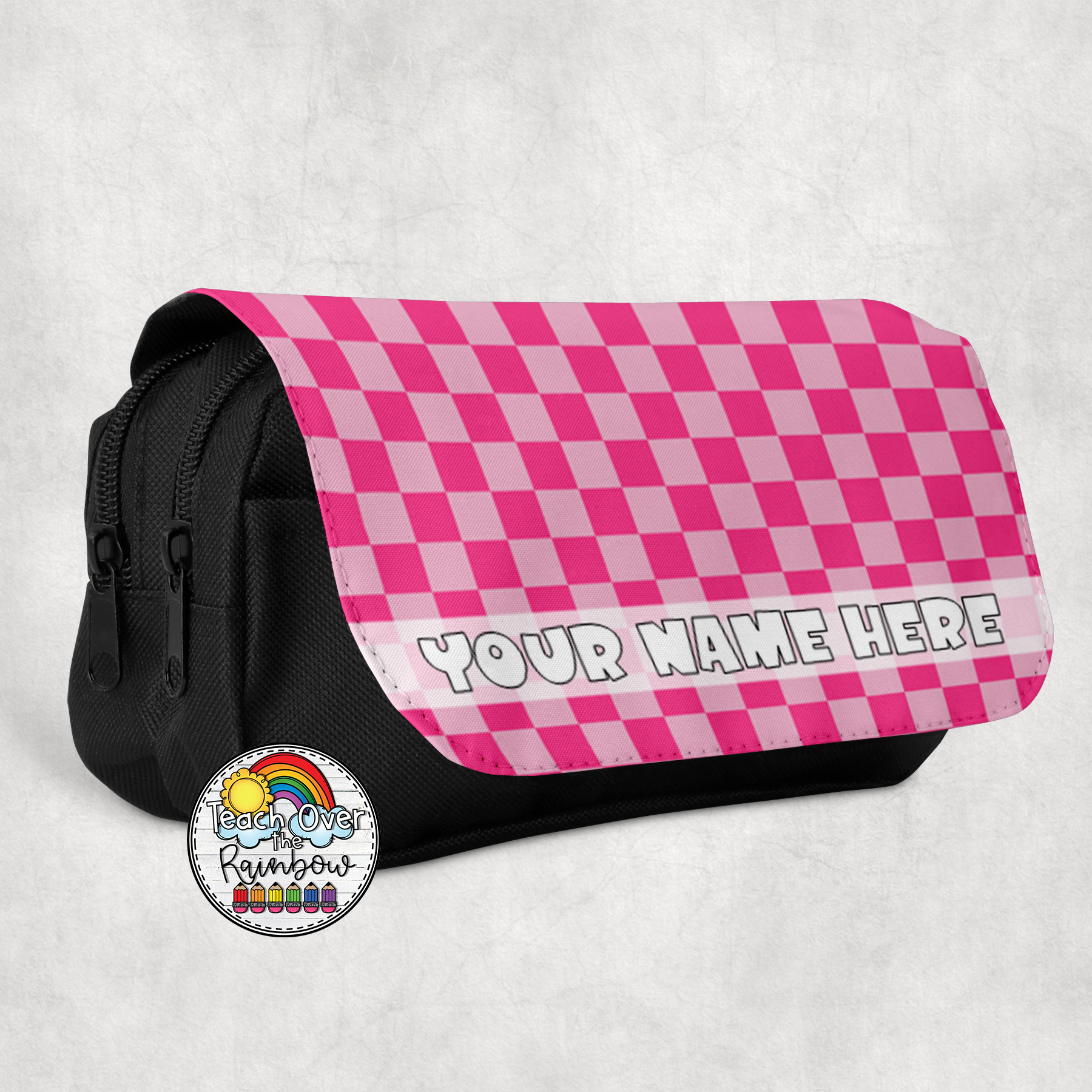 Stylish Plain Checkered Large Pencil Case - Perfect for School, Office & Art Supplies Organization