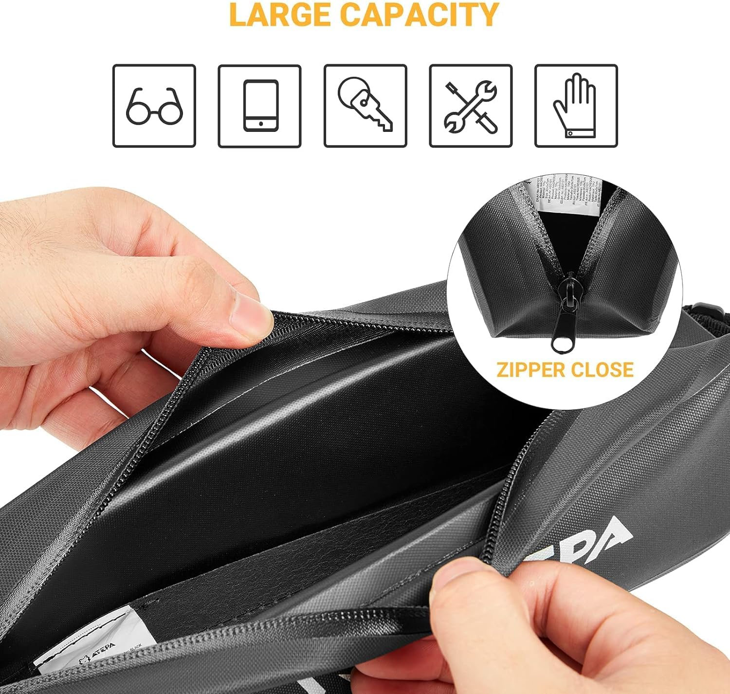 ATEPA 2L Waterproof Bike Frame Bag - Top Tube Bicycle Bag for Mountain & Road Bikes - Large Capacity Under Seat Saddle Pouch - Perfect for Cycling, Commuting & Outdoor Adventures