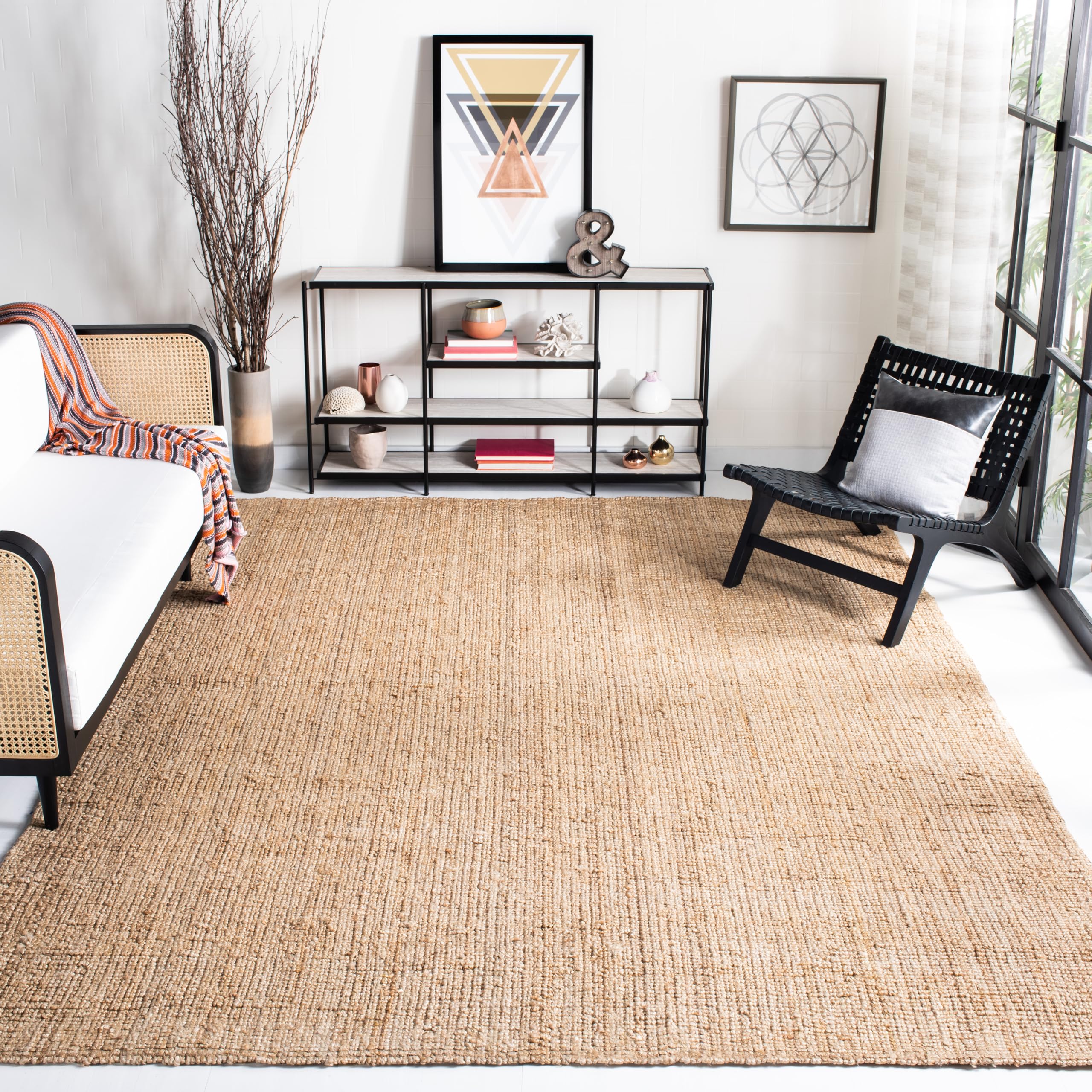 SAFAVIEH Handmade Jute Area Rug 8' x 10' - Natural Beige Farmhouse Style, Non-Slip & Durable for High Traffic Areas | Perfect for Living Room, Bedroom, Dining Room & Home Office Decor