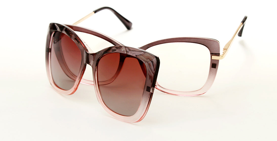 Playful Patterned Clip-on Sunglasses 7753 - Trendy UV Protection Eyewear for Outdoor Activities, Driving, and Fashion Accessories
