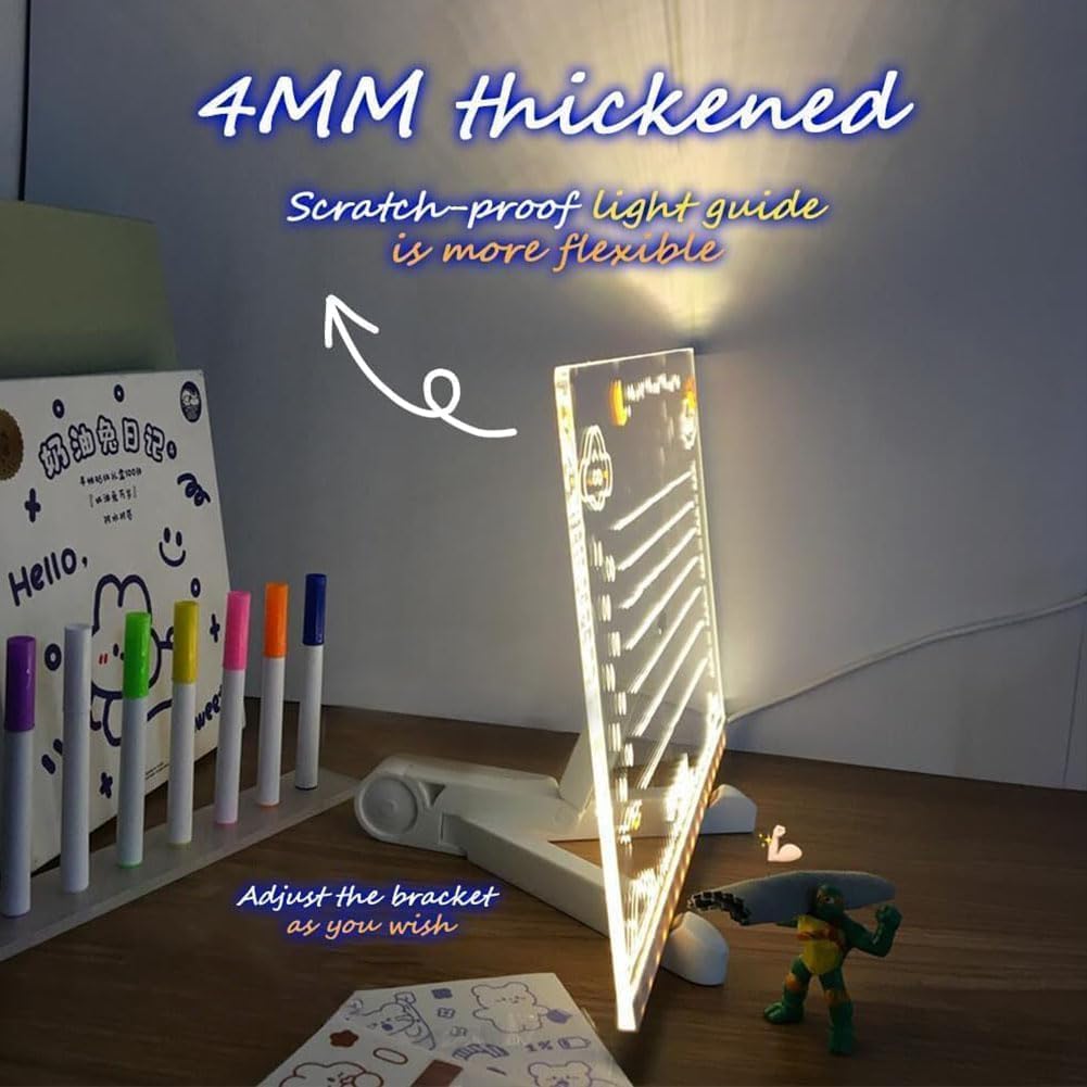 LED Acrylic Dry Erase Message Board with Color Changing Lights - 11.81 x 7.87 Inch Rewritable Note Board for Home, Office & Classroom Organization