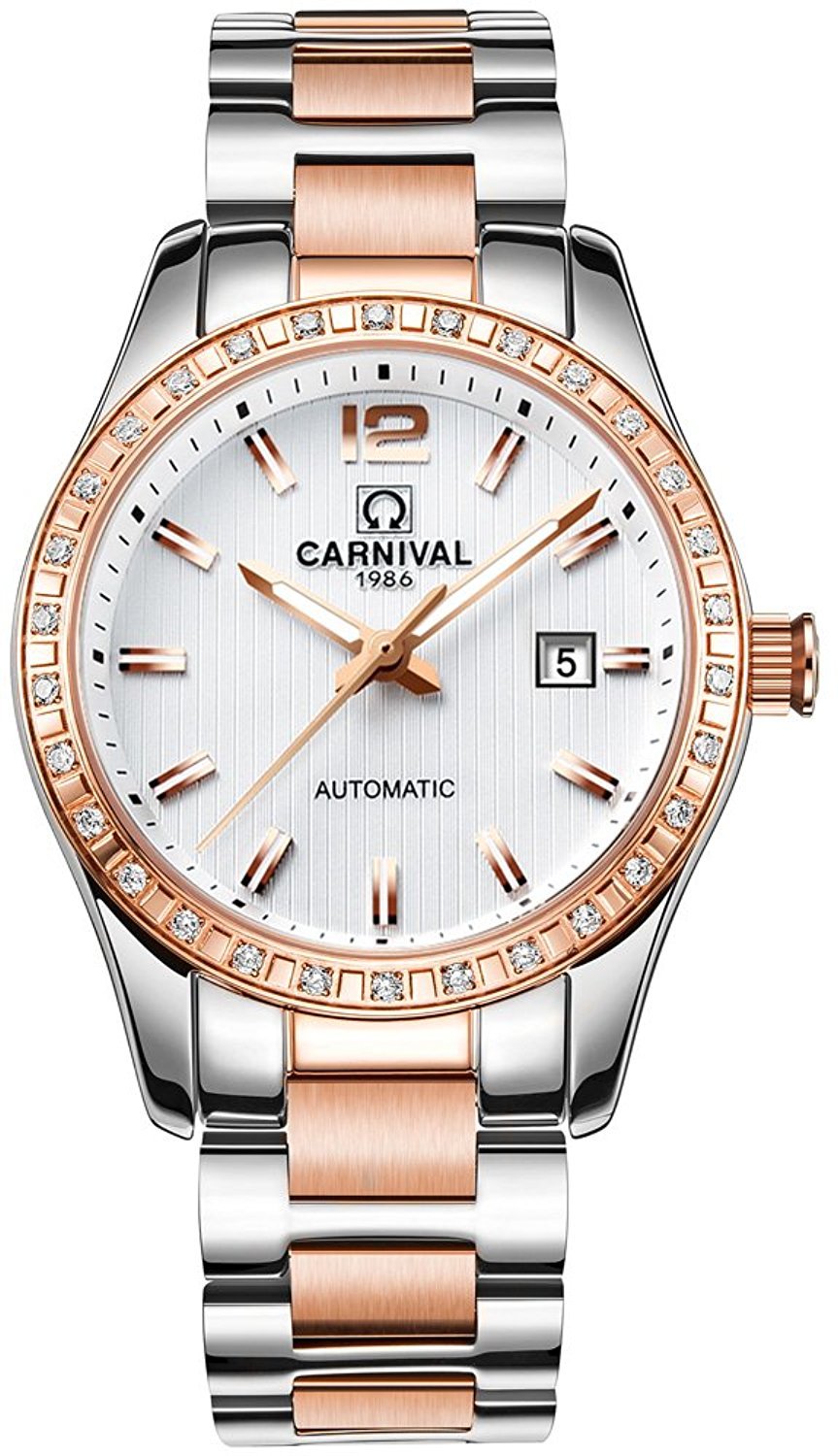 Luxury Rhinestone Automatic Mechanical Watch for Women - Stainless Steel, Luminous, Waterproof - Perfect for Formal Events, Parties & Everyday Wear
