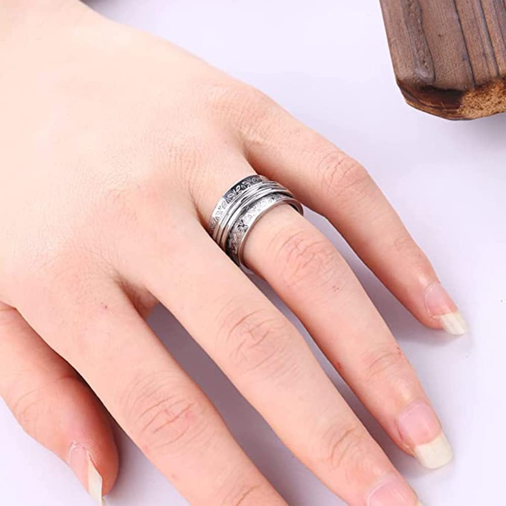 OIDIMS Stainless Steel Spinner Rings for Anxiety Relief - Rotating Fidget Rings for Women & Men, Stress Relief Jewelry, Couple Promise Rings, Valentine's Day Birthday Gifts - Perfect for ADHD, Anxiety & Everyday Wear