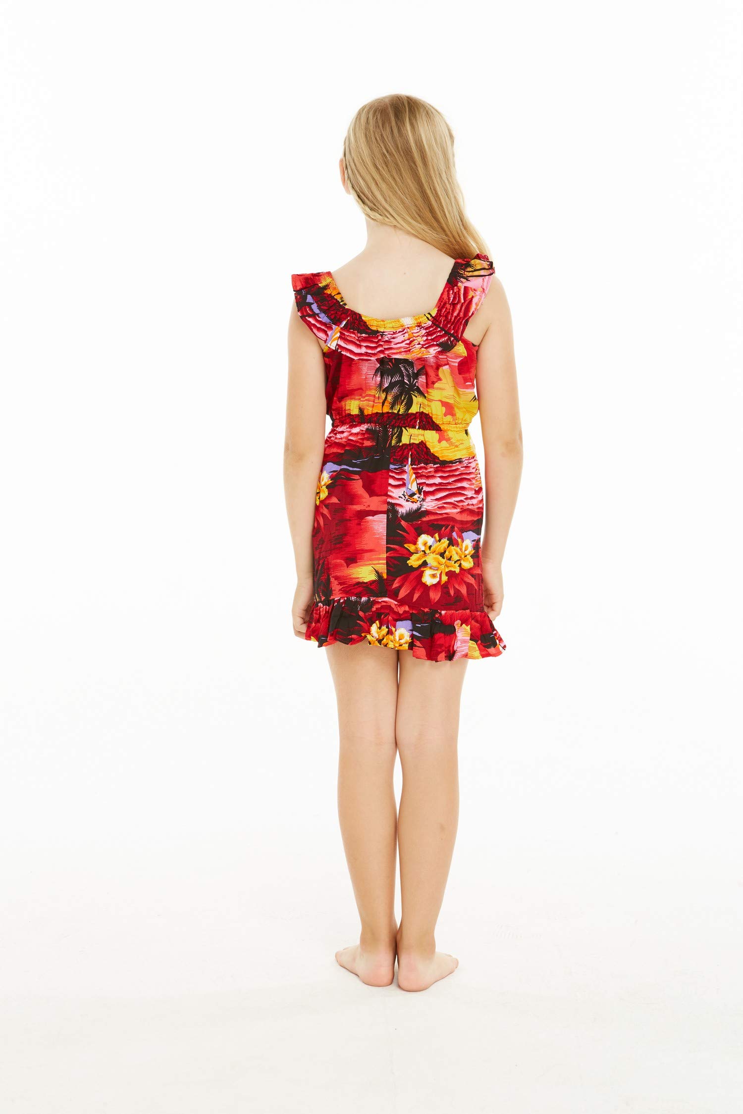 Girl's Ruffle Wrap Hawaiian Luau Dress - Sunset Beach Party Outfit