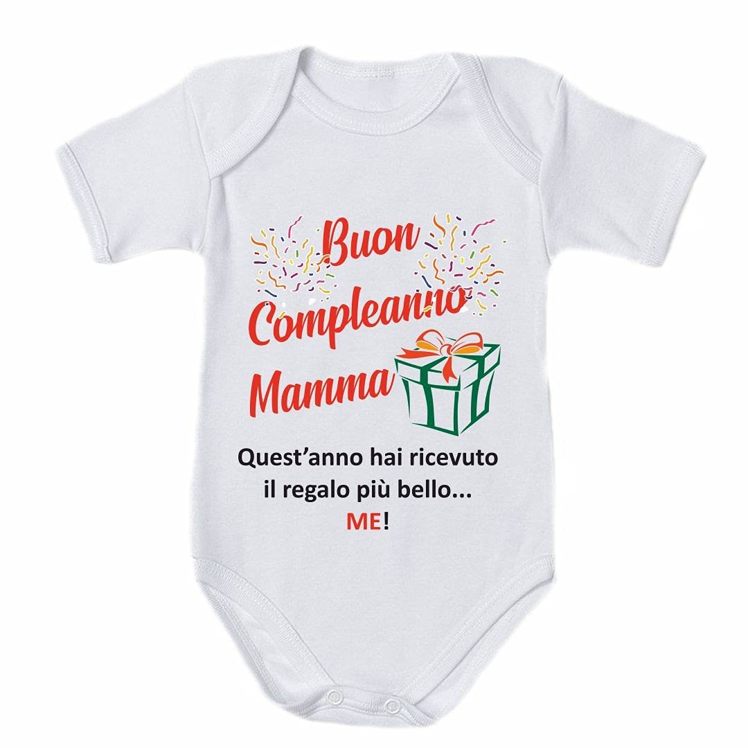 NEW LUPETTO Baby Girl & Boy Happy Birthday Mum Bodysuit - Cute Infant Bodysuit for Birthday Celebrations, Family Photos & Special Occasions
