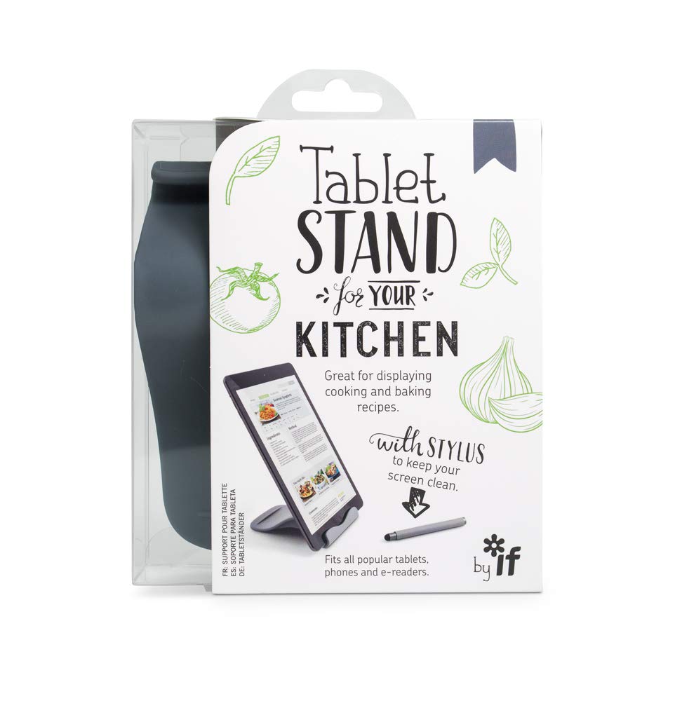 IF The Kitchen Tablet Stand with Free Stylus, Hands Free Adjustable Tablet Holder for Cooking & Recipes - Grey | Perfect for Kitchen, Office & Bedroom Use