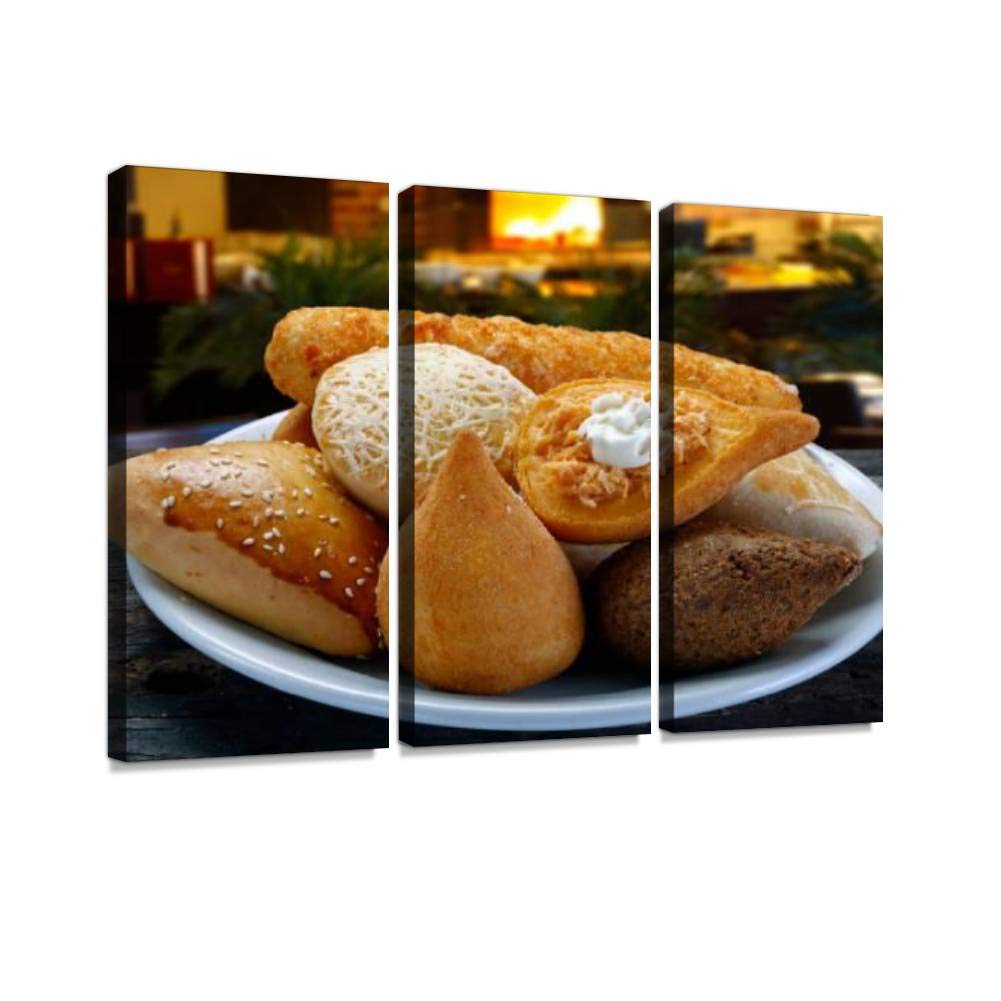 3 Panel Wall Art Set - Modern Canvas Prints with Brazilian Snack Theme for Home Decor | Ready to Hang Wall Decor for Living Room & Bedroom | Perfect for Dining Areas, Kitchens & Foodie Spaces