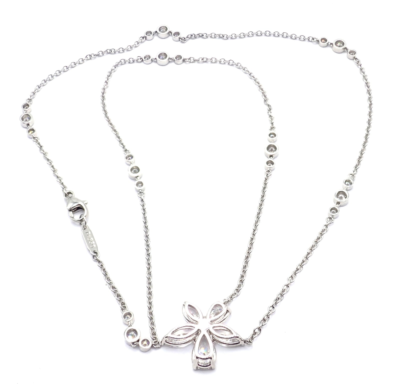 Authentic Tiffany & Co Victoria Platinum Diamond Mixed Cluster Pendant Necklace | Luxury Jewelry Gift for Women | Perfect for Weddings, Anniversaries & Special Occasions