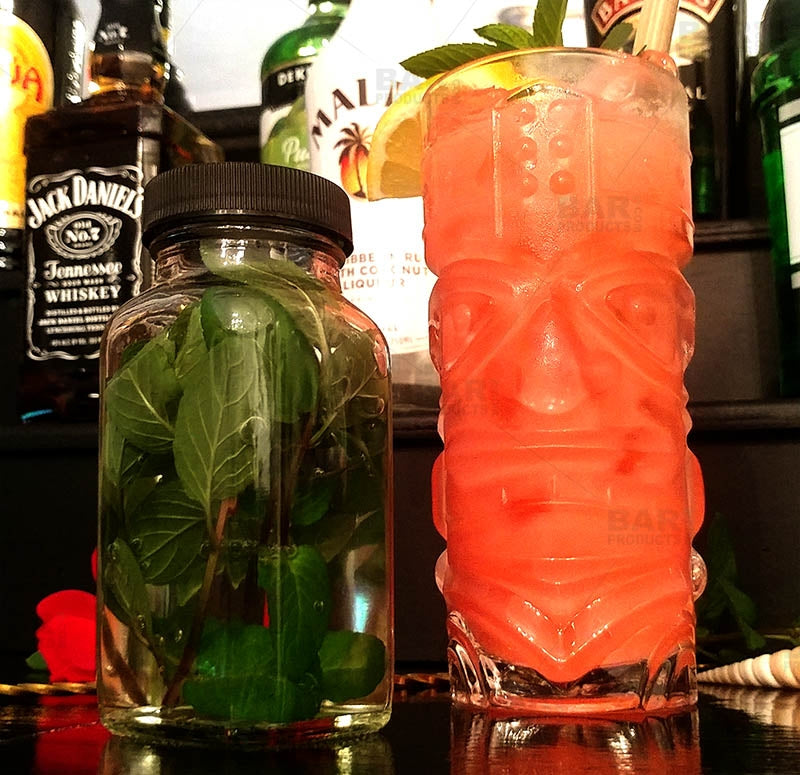 BarConic® 15 oz Tiki Glass - Tropical Themed Cocktail Cups for Pina Colada, Mai Tai & Mojito Drinks - Perfect for Luau Parties, Beach Bars & Summer Entertaining
