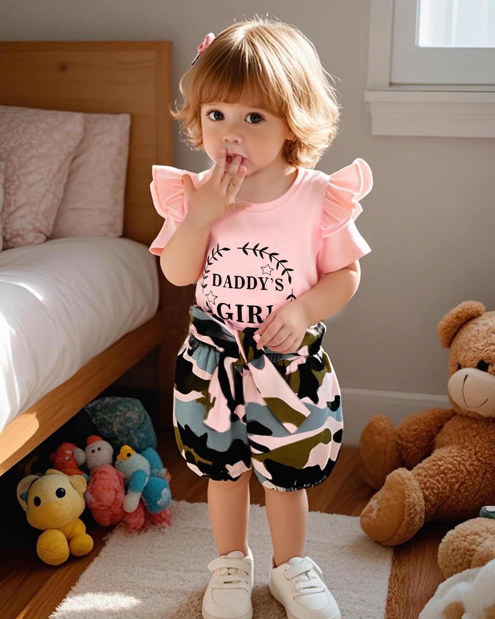 Adorable Mikrdoo Baby Girl Summer Outfits - Cute Toddler Girl Shirts & Ripped Denim Shorts Set | Perfect for Playdates, Beach Trips & Family Photos